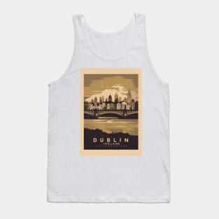 Vintage Retro Dublin Cityscape Art Sticker Tank Top